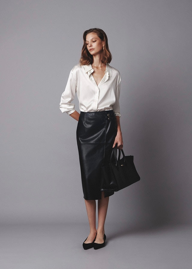 Pre-Order ELBORN | Lavina Vegan leather Skirt (Black)
