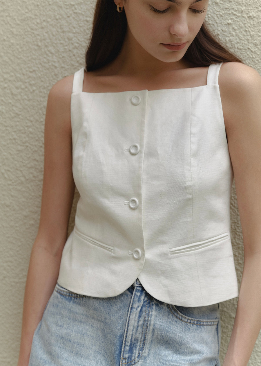 ELBORN | Marie Button Vest (Pearl)
