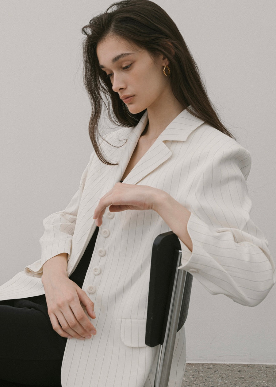 ELBORN | Diamo Linen Jacket (Ivory Stripe)