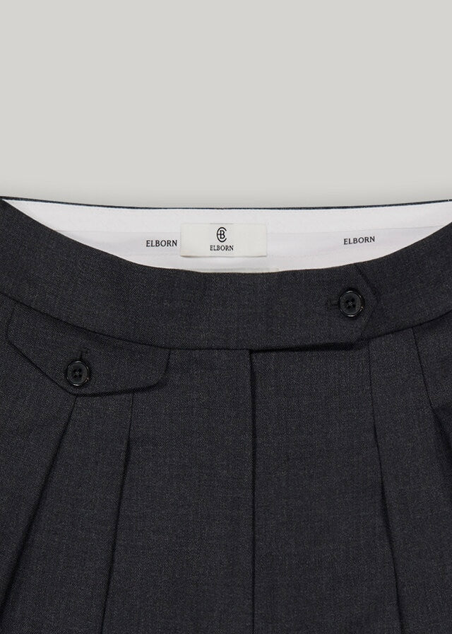 ELBORN | Nao Pleats Wool Slacks (Charcoal)