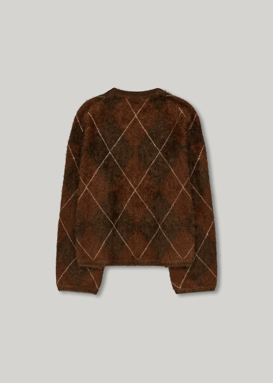 ELBORN | Argyle Cashmere Sweater (Brown) Expected ship to 10/31/2025
