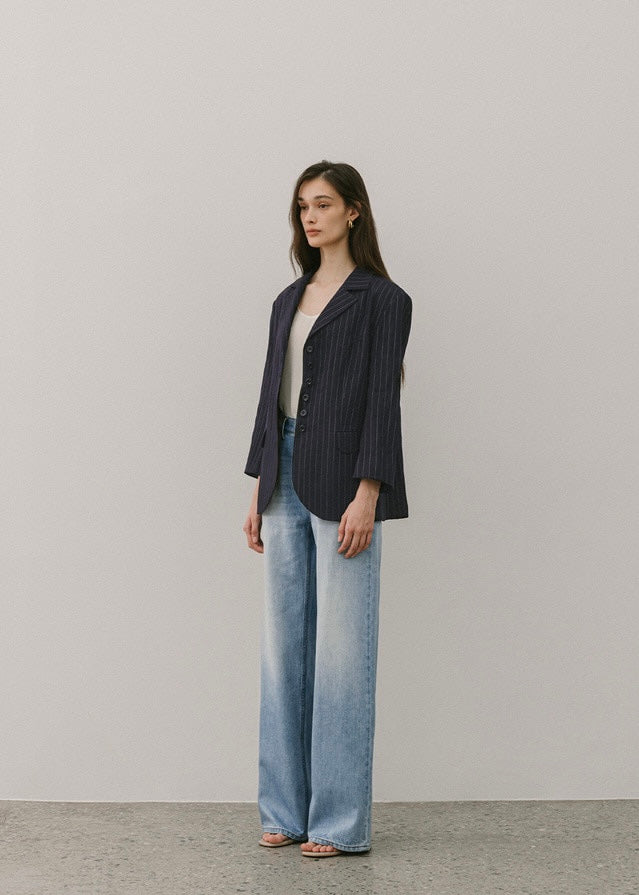 ELBORN | Diamo Linen Jacket (Navy Stripe) Expected ship to 05/30/2025