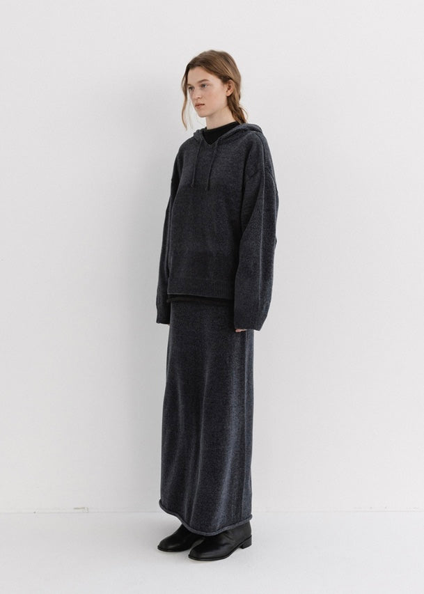 MOIA | Velvet Knit Hoodie (Slate Blue) Expected ship to 12/12/2025