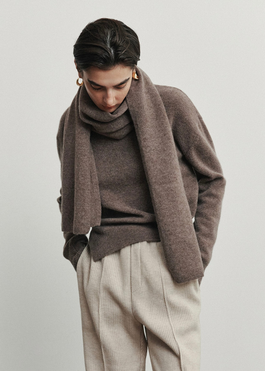ELBORN | Aube Muffler Wool Knit Set-up (Mocha)