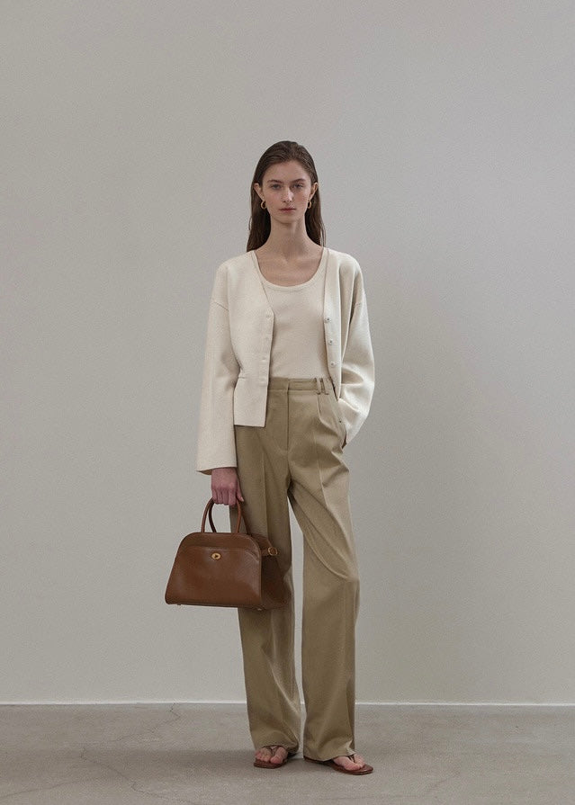 ELBORN | Riven V-neck Silk Knit Jacket (Ivory)