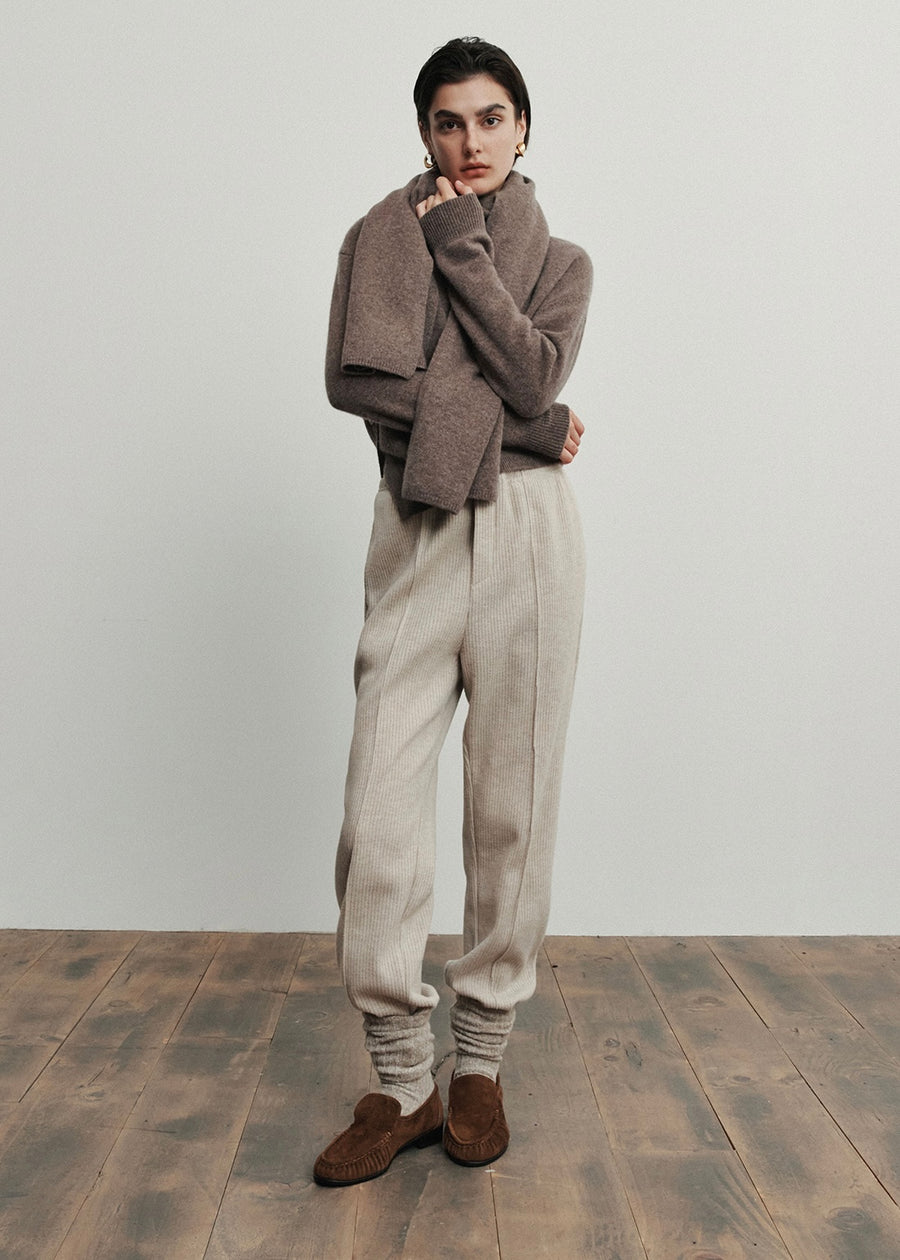 ELBORN | Aube Muffler Wool Knit Set-up (Mocha)