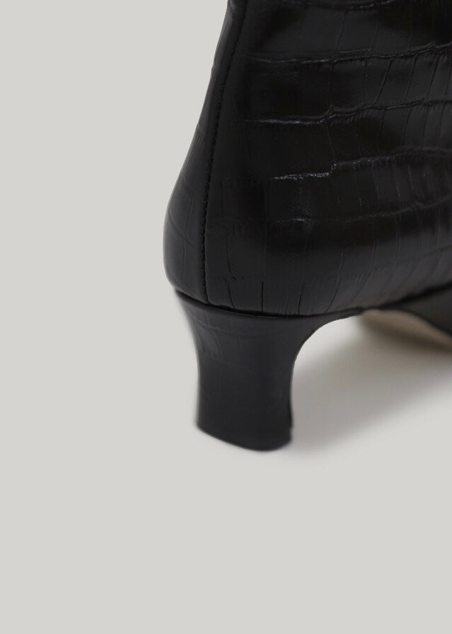 ELBORN | Vendome Leather Long Boots (Croc Black) Expected to ship 12/29/2023