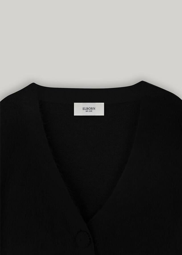 ELBORN | Jeanne V-neck Alpaca Knit Jacket (Black)