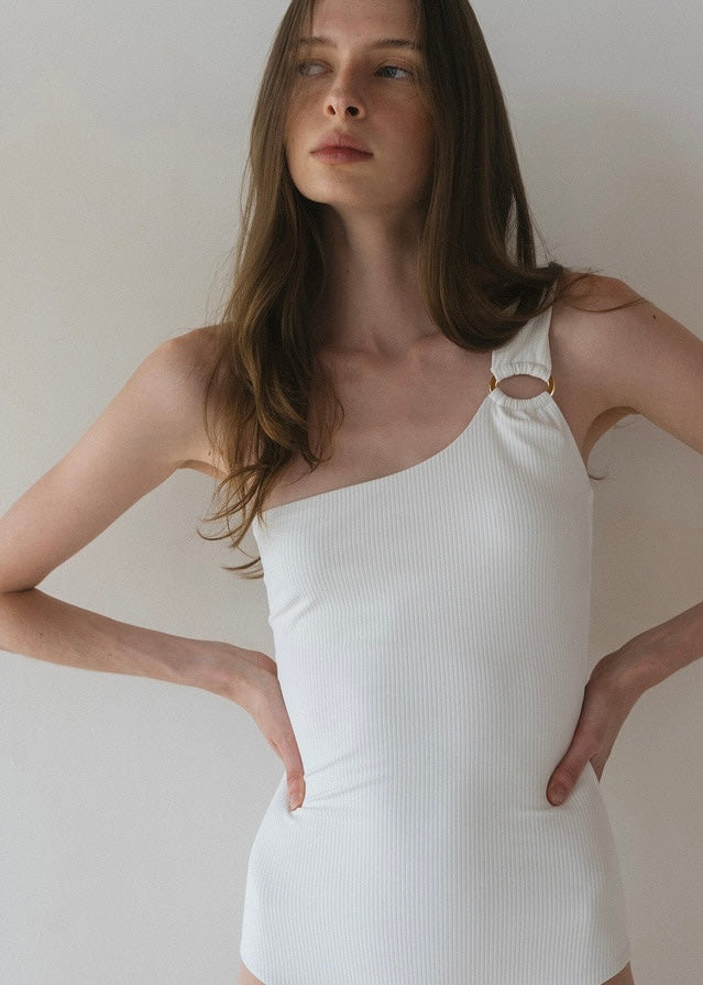 ELBORN | Sara One Shoulder Swim Suit (Ivory)
