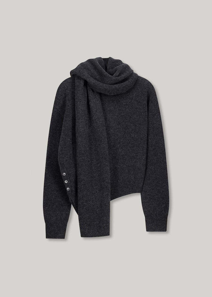 ELBORN | Aube Muffler Wool Knit Set-up (Charcoal)