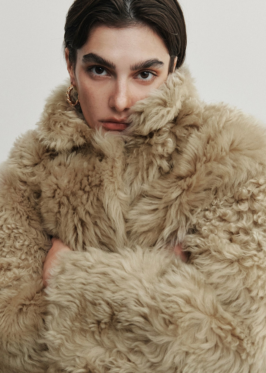 5% Off -ELBORN | Derby Toscana Fur Jacket (Beige)Expected ship to 12/12/2025