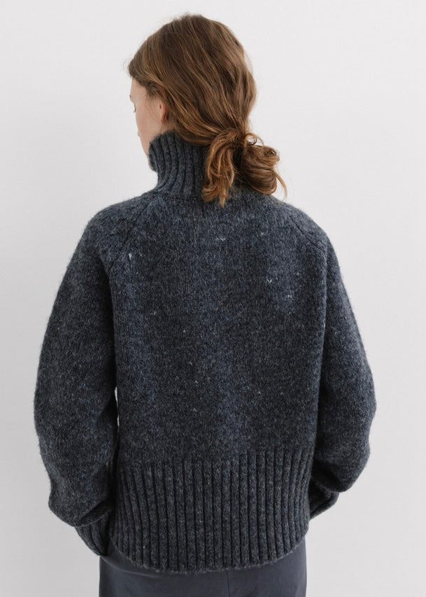 MOIA | Turtleneck Zip-Up Knit (Charcoal) Expected ship to 12/12/2025