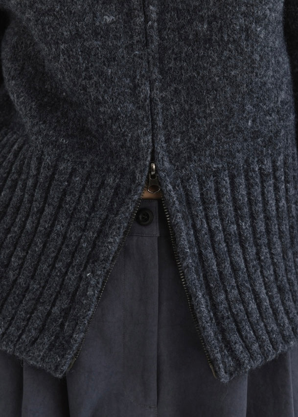 MOIA | Turtleneck Zip-Up Knit (Charcoal) Expected ship to 12/12/2025