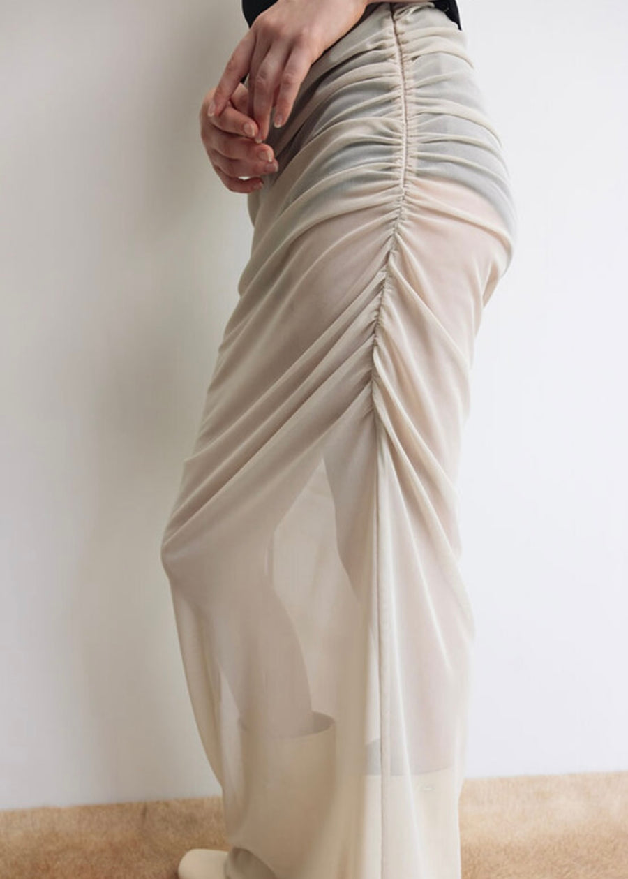 LEHA | Sophia Sheer Mesh Skirt (Porcelain)