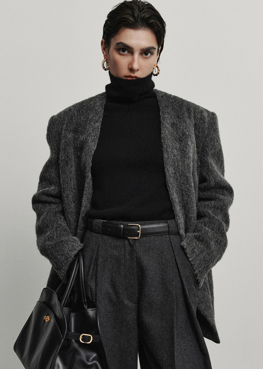 ELBORN | Auden Alpaca Half Coat (Charcoal)
