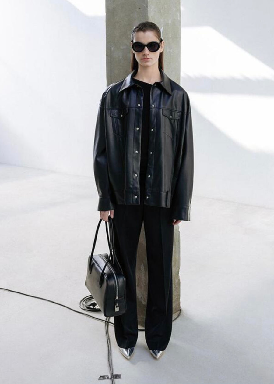 LEHA | Antoine Paneled Vegiterian Leather Jacket (Black)