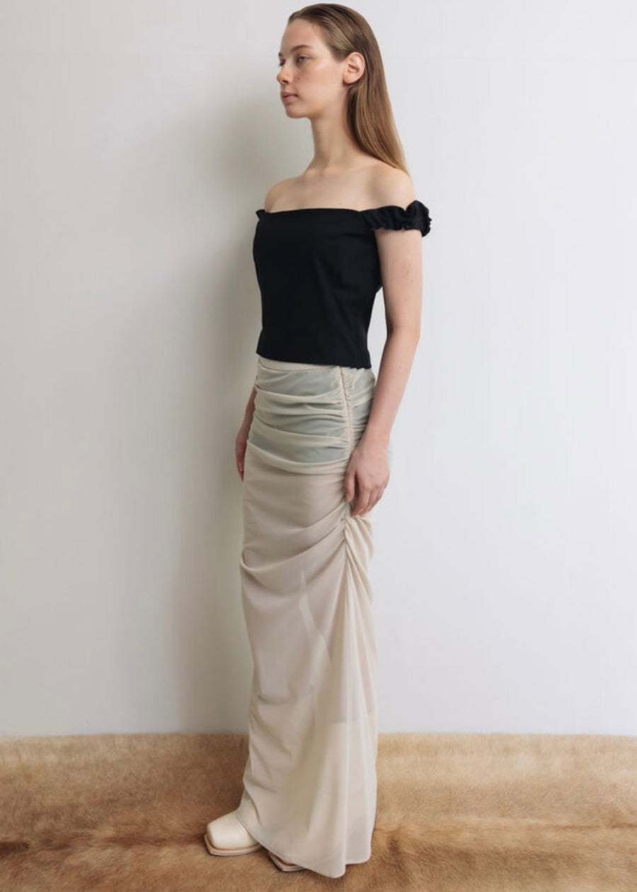 LEHA | Sophia Sheer Mesh Skirt (Porcelain)