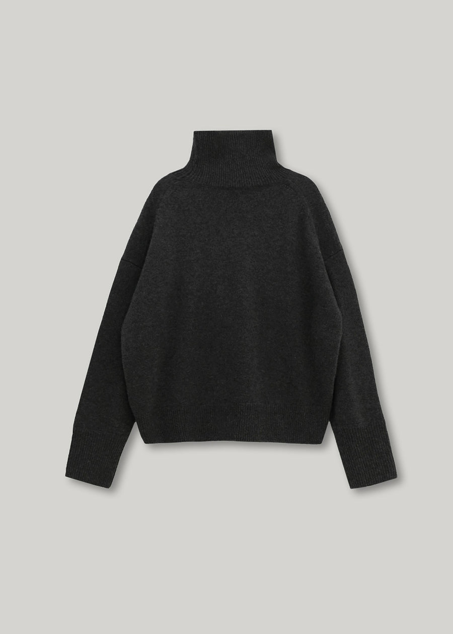 ELBORN | Becky Cashmere 100% High-neck Sweater (Charcoal)
