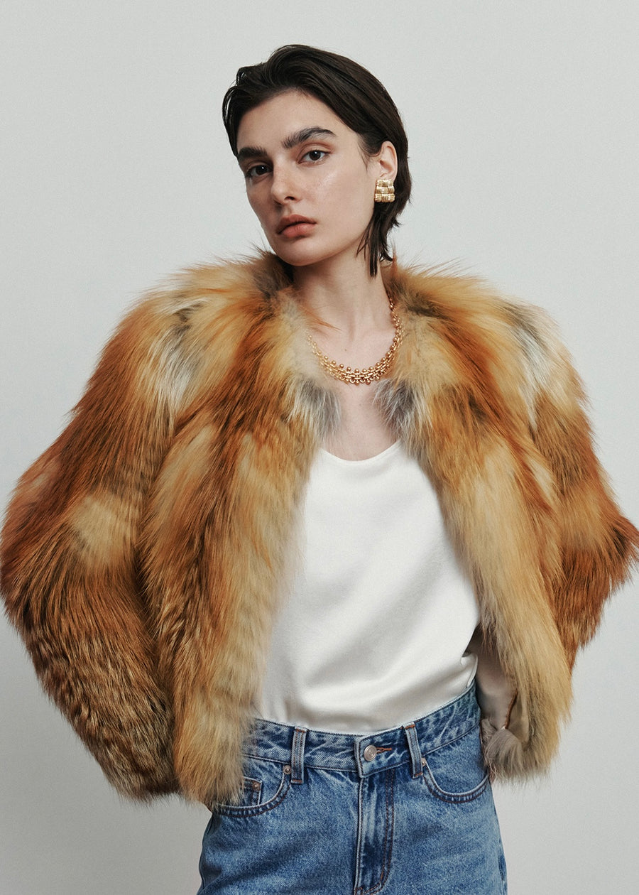 ELBORN | [Earlybird 10%] Blair Fox Fur Jacket (Brown) Expected ship to 12/12/2025
