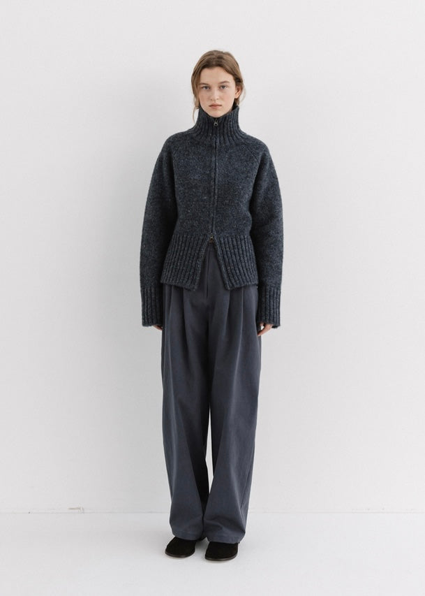 MOIA | Turtleneck Zip-Up Knit (Charcoal) Expected ship to 12/12/2025