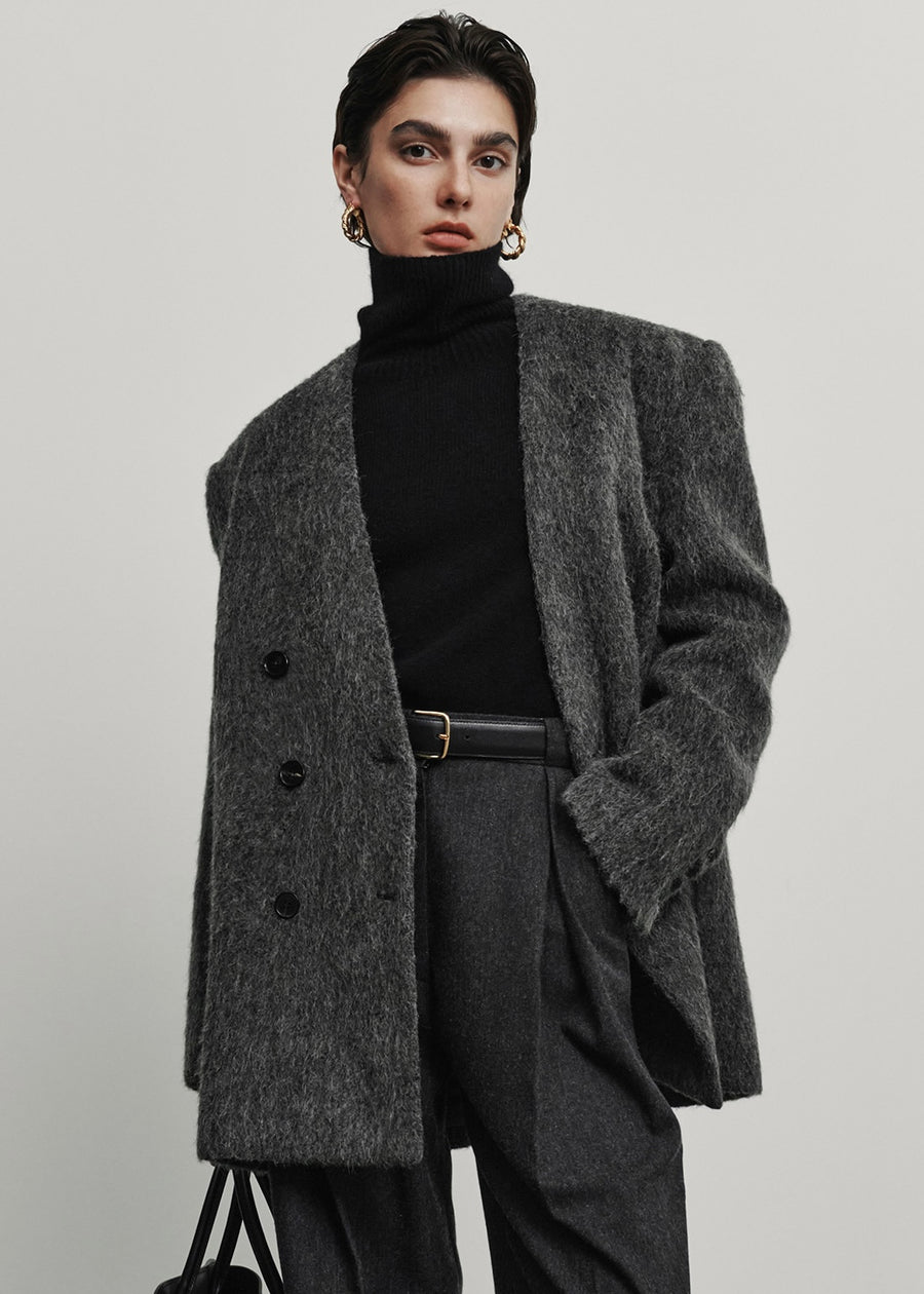 ELBORN | Auden Alpaca Half Coat (Charcoal)