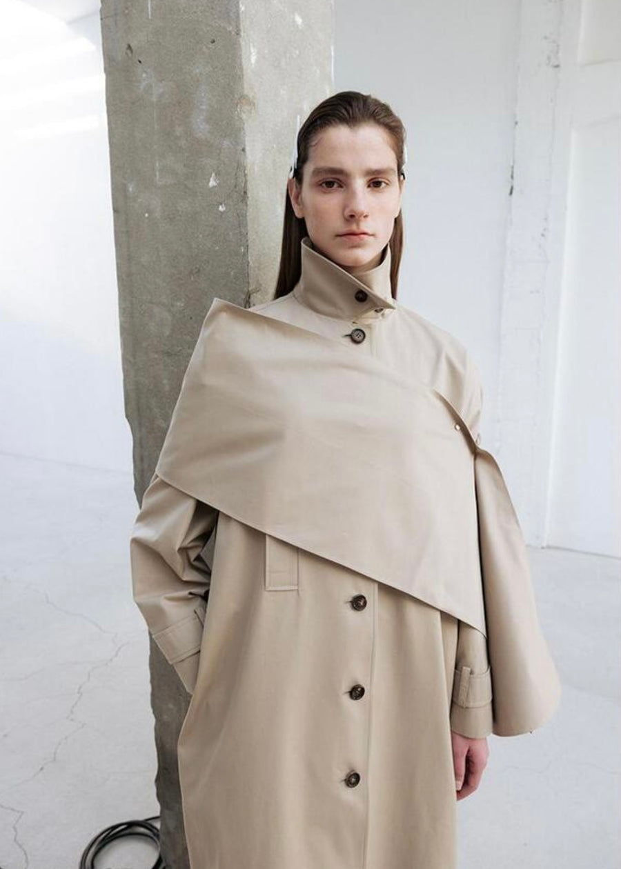 LEHA | Maisie Oversized Scarf Detail  Trench Coat (Beige)