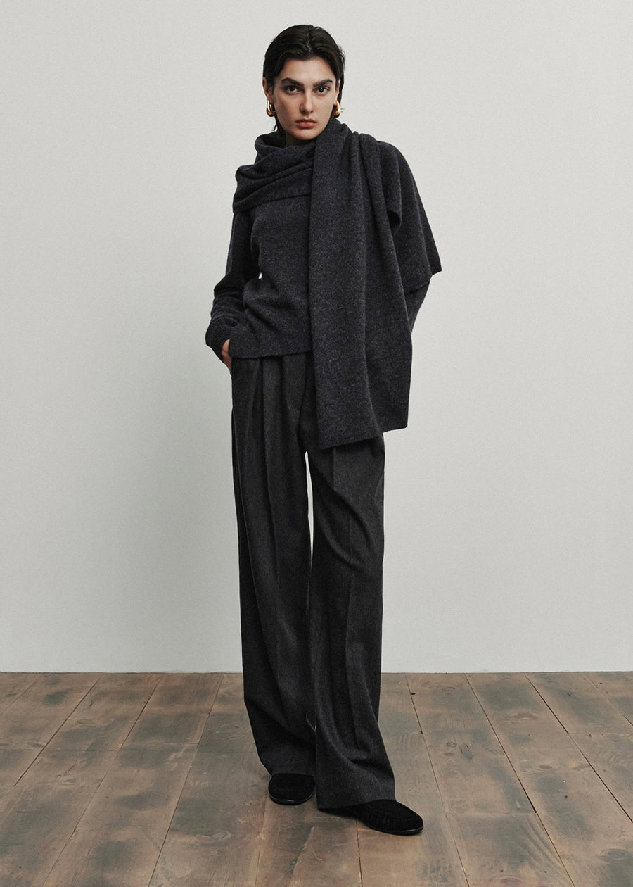 ELBORN | Aube Muffler Wool Knit Set-up (Charcoal)