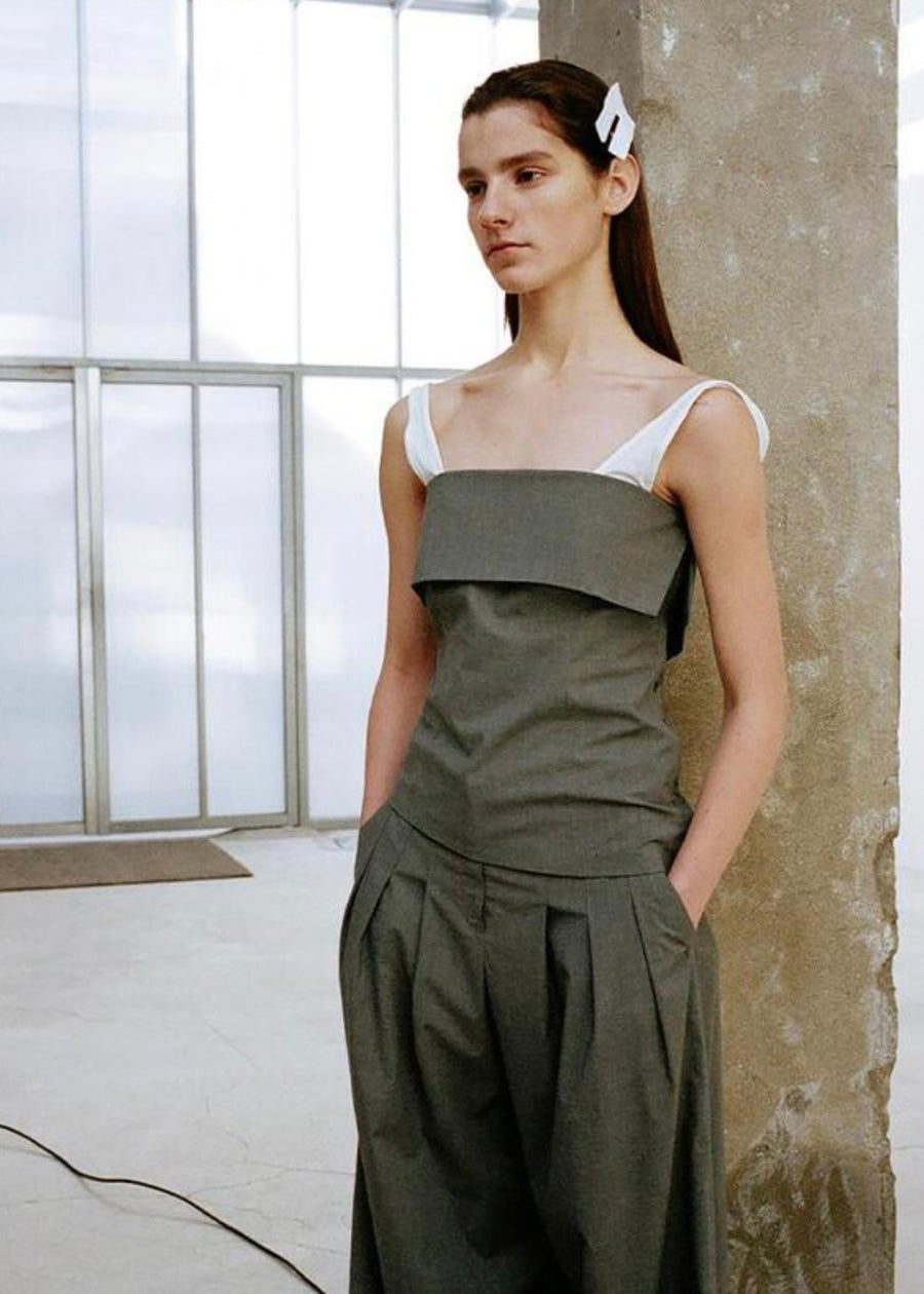 LEHA | Isla Fold-Over Strapless Top (Dark Grey)