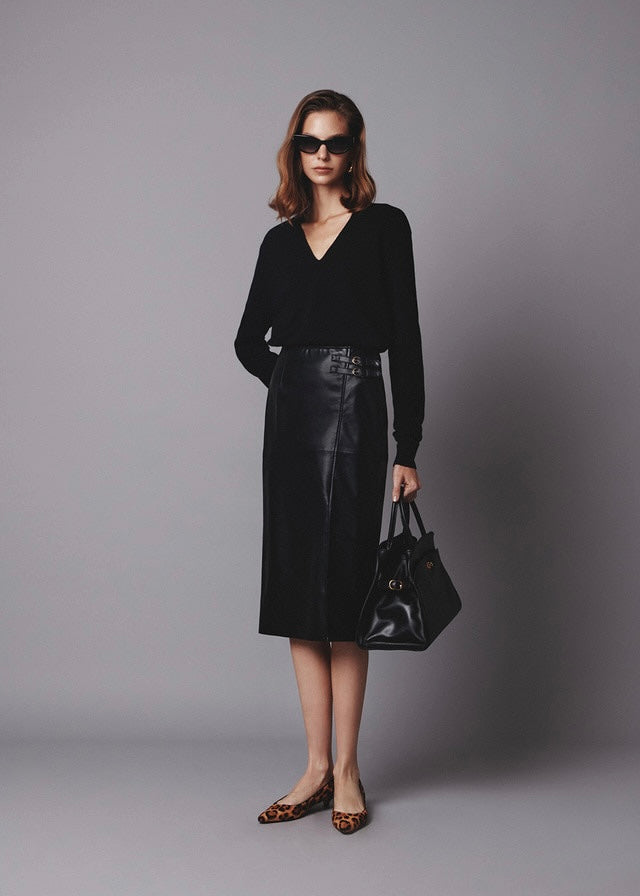 Pre-Order ELBORN | Lavina Vegan leather Skirt (Black)