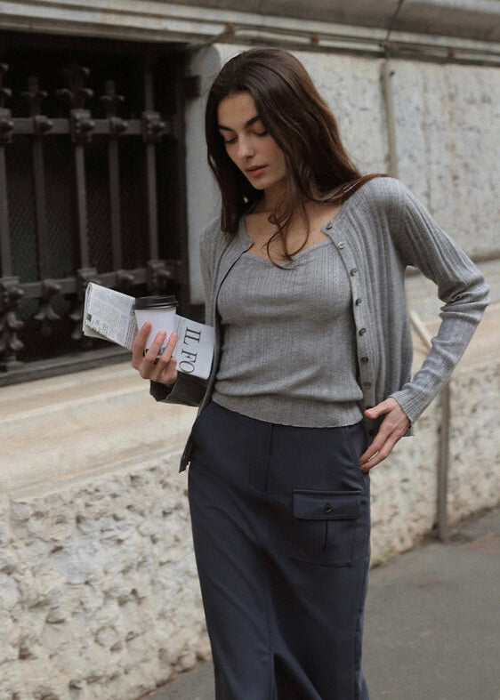 ELBORN | Stilla Knit Cardigan Set-up (Grey)