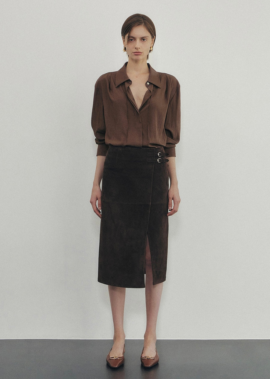 ELBORN | Lavina Suede Skirt (Brown) Expected ship to 09/12/2025