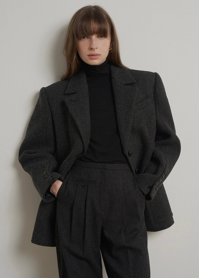 ELBORN | Allison Wool Half Coat (Charcoal)