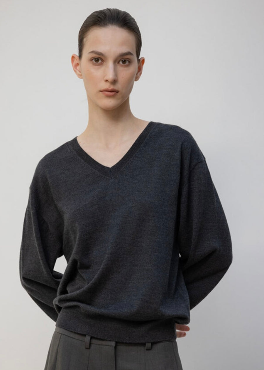 LEHA |  Steller V-Neck Wool Knit (Charcoal) Expected ship to 12/12