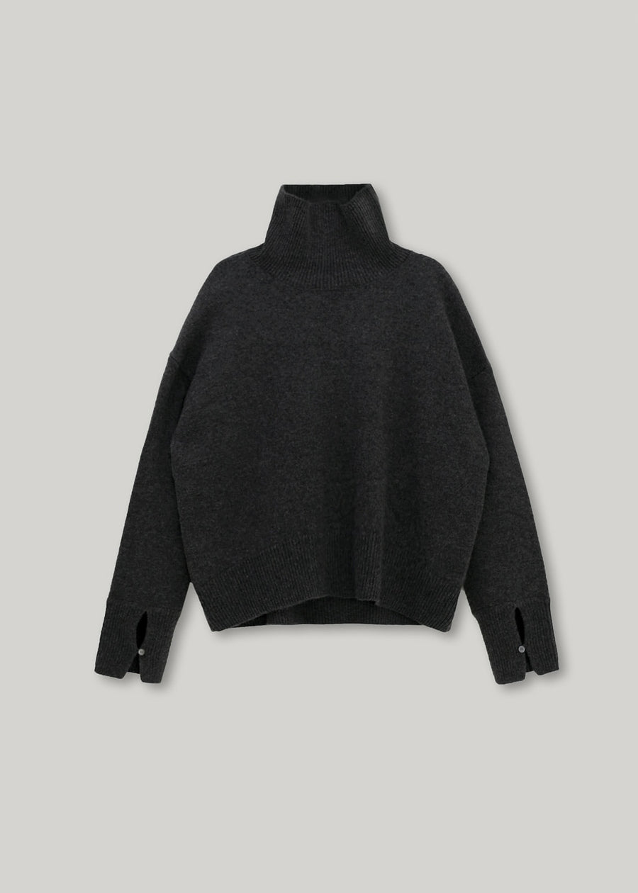 ELBORN | Becky Cashmere 100% High-neck Sweater (Charcoal)