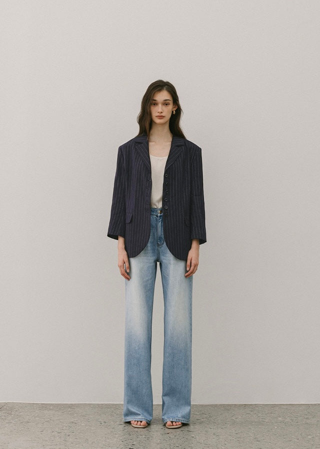 ELBORN | Diamo Linen Jacket (Navy Stripe) Expected ship to 05/30/2025