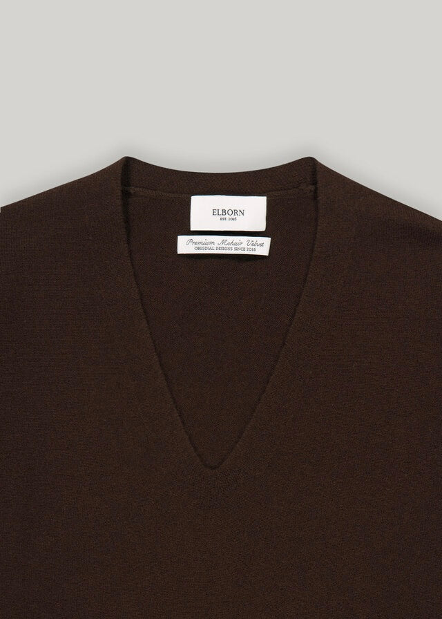 Elborn | Tiana V-neck Knit Top (Brown)