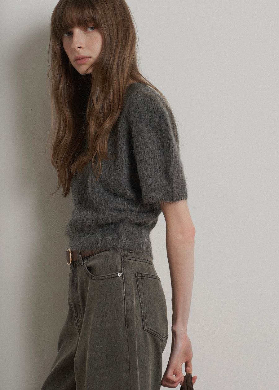 ELBORN | Nova Alpaca Knit Top (Charcoal)