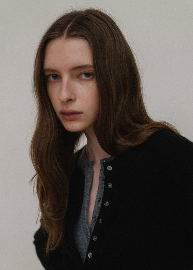 [2ND] ELBORN | Harvey Cashmere Silk Cardigan (Black)