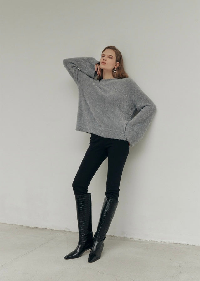 ELBORN | Vendome Leather Long Boots (Croc Black) Expected to ship 12/29/2023