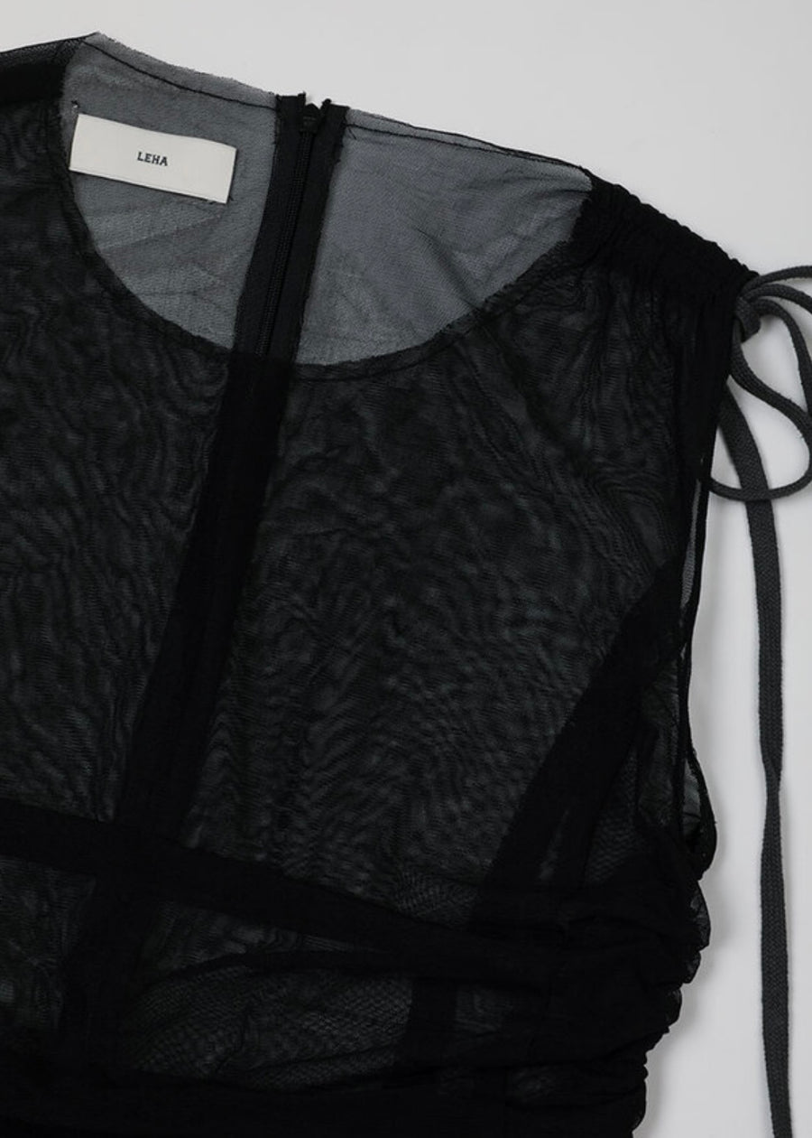 LEHA | Kenys Sheer Shirred Dress (Brown) Expected ship to 05/16/2025