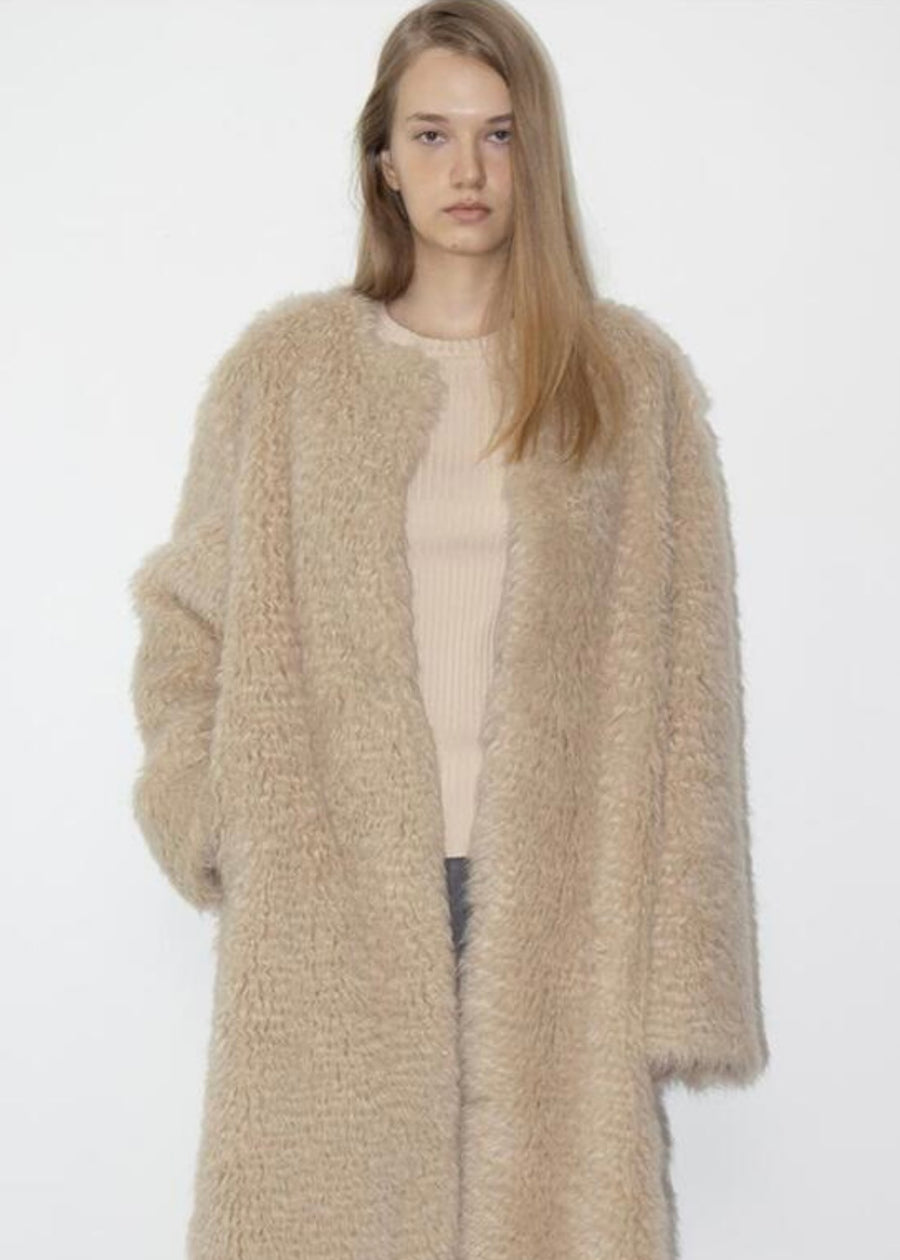 LEHA | Beige Calum Faux Fur Coat (Beige)