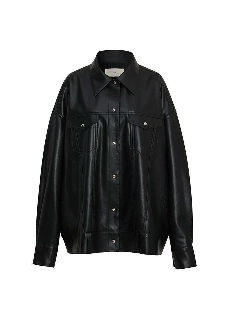 LEHA | Antoine Paneled Vegiterian Leather Jacket (Black)