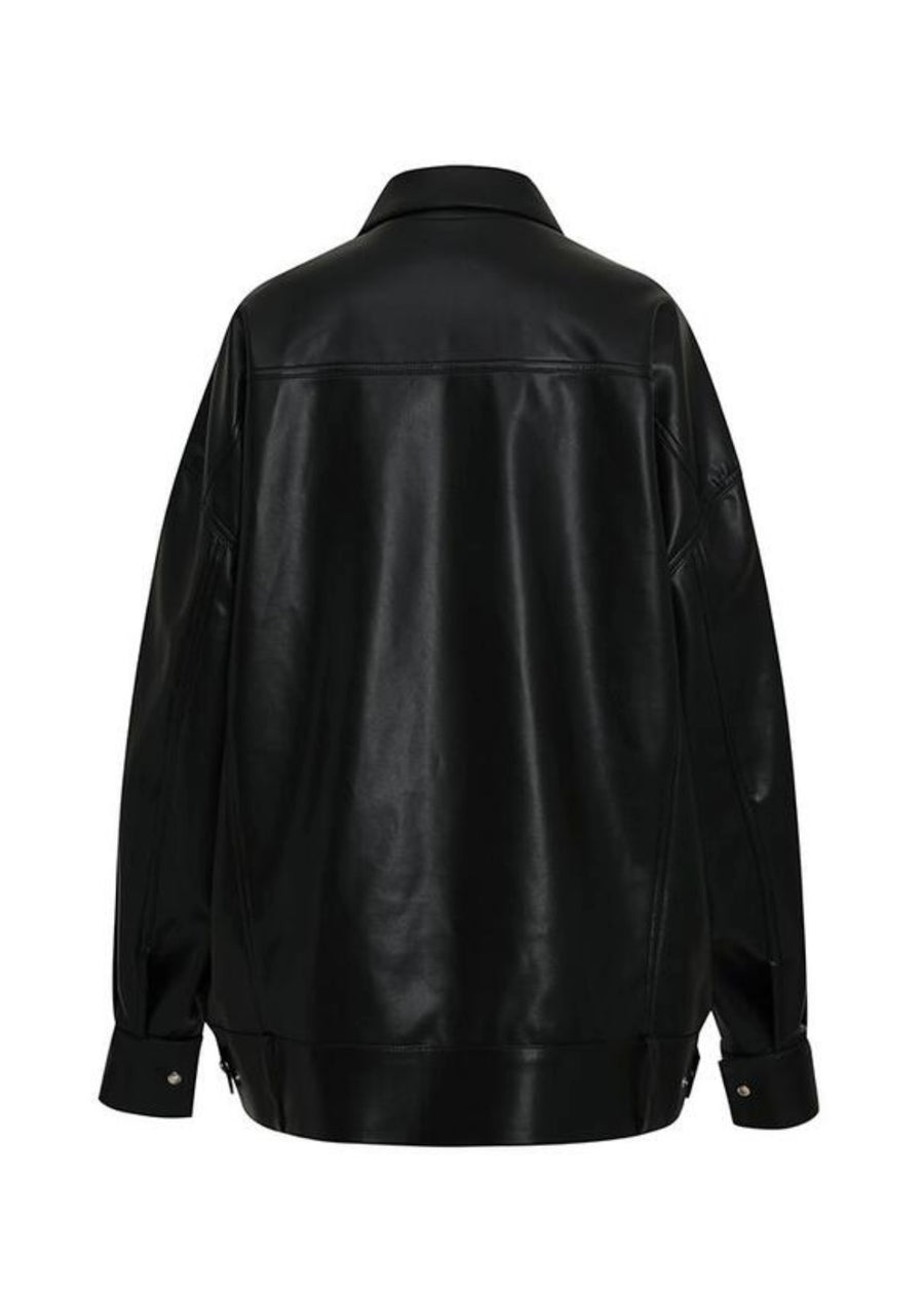 LEHA | Antoine Paneled Vegiterian Leather Jacket (Black)