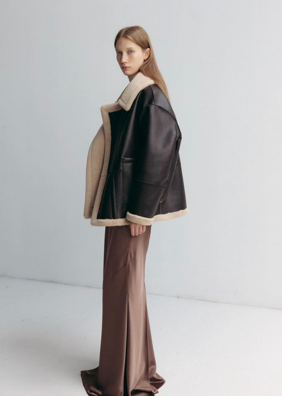 [PRE-ORDER] LEHA | Rosewood Reversible Shearling Jacket (Brown)