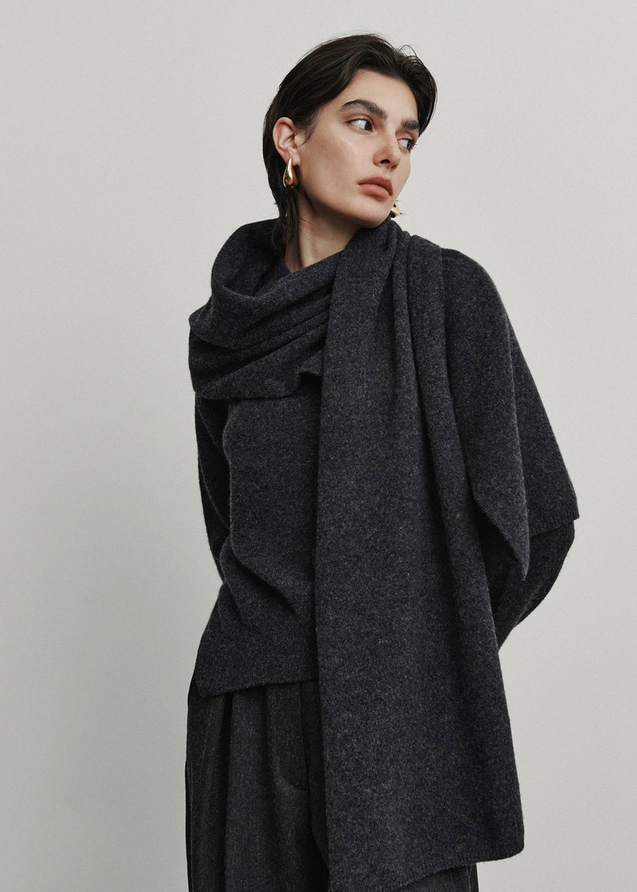 ELBORN | Aube Muffler Wool Knit Set-up (Charcoal)