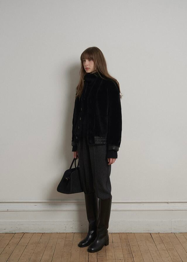 [1ST RE-ORDER] ELBORN | Denise Shearing Reversible Jacket (Black)