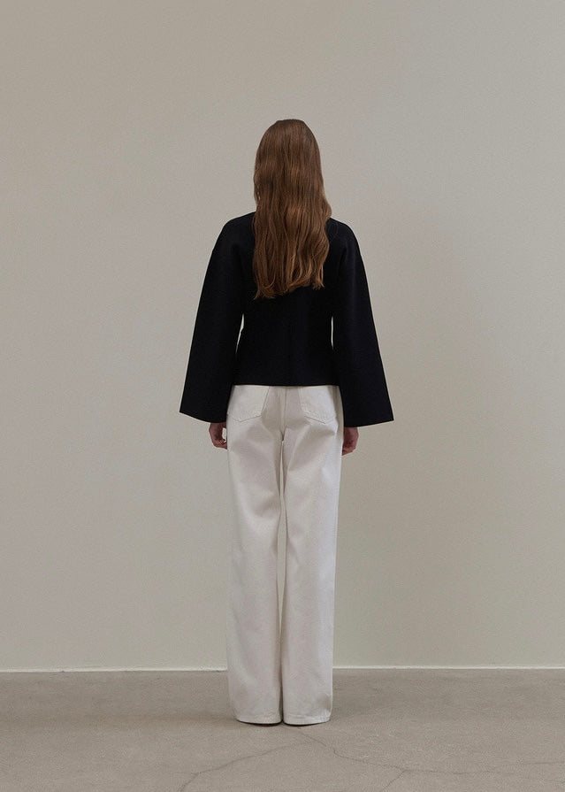 ELBORN | Riven V-neck Silk Knit Jacket (Black)