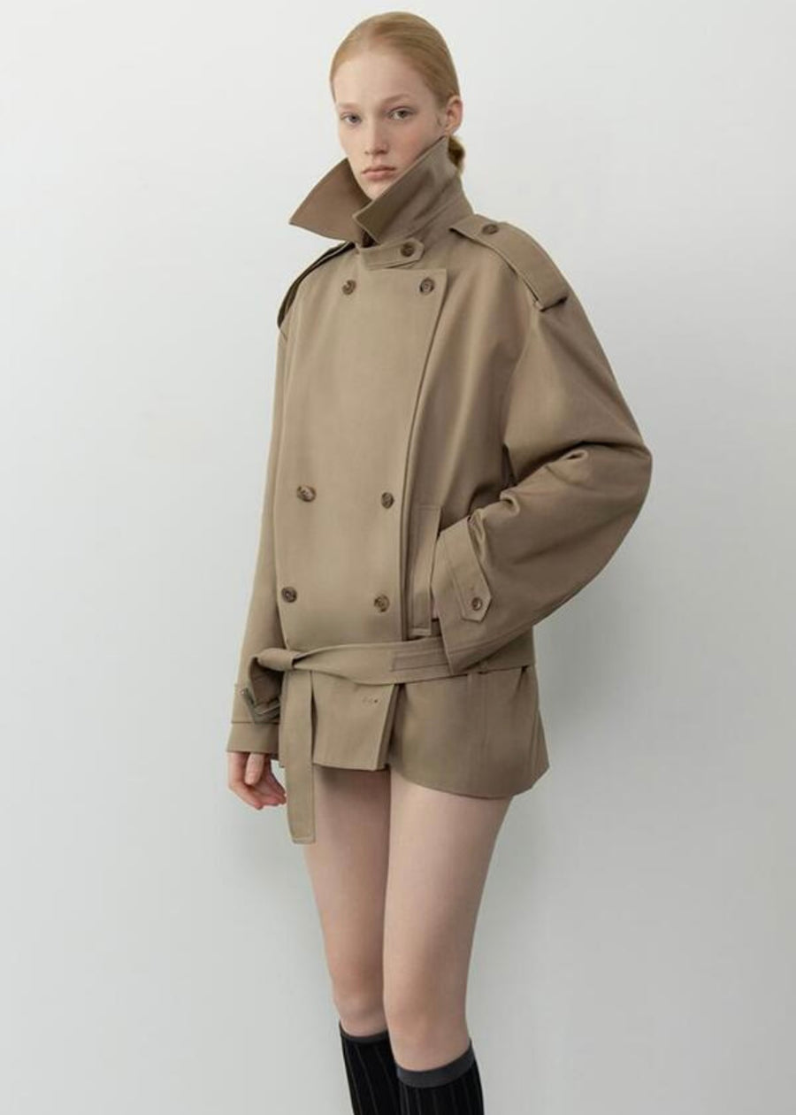 LEHA | Aron Belted Cotton-Gabardine Trench Jacket (Beige)