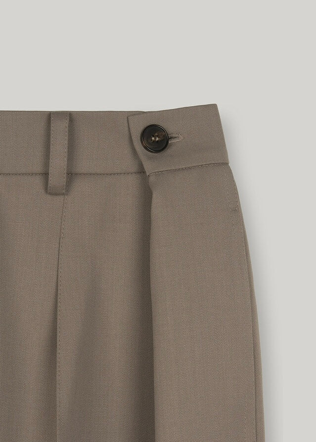 ELBORN | [LIMITED] Button Pleats Wool Slacks (Beige)