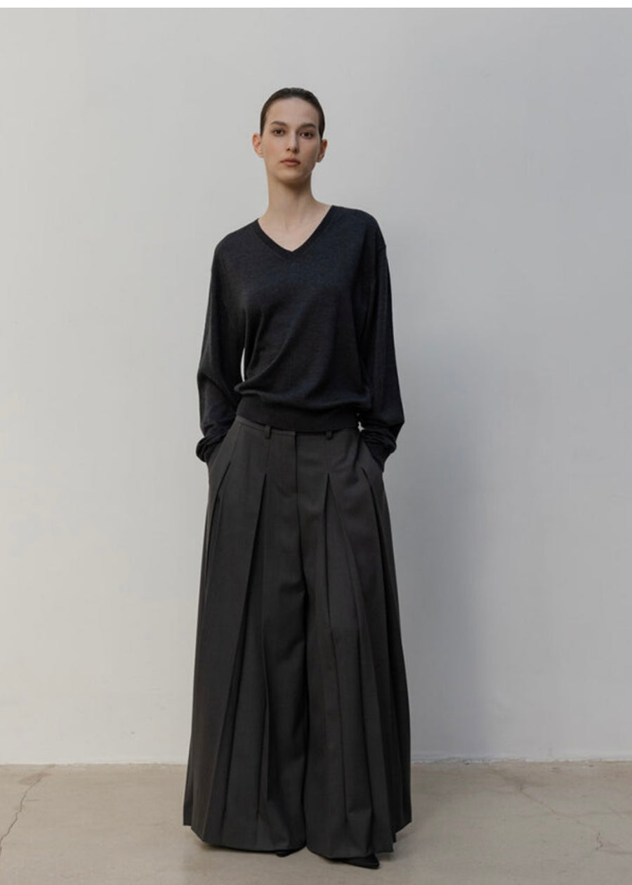 LEHA |  Steller V-Neck Wool Knit (Charcoal) Expected ship to 12/12